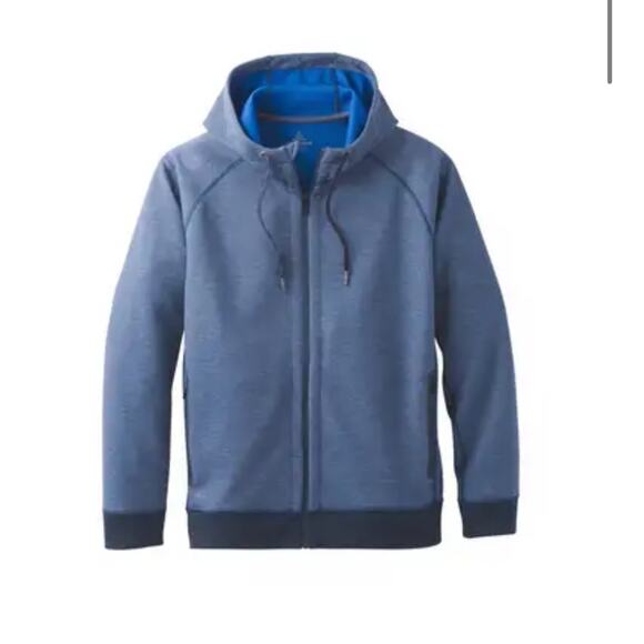 PraNa Halgren Tech Fleece Hoodie Sweatshirt Full Zip Blue Mens Size Medium - Picture 1 of 10
